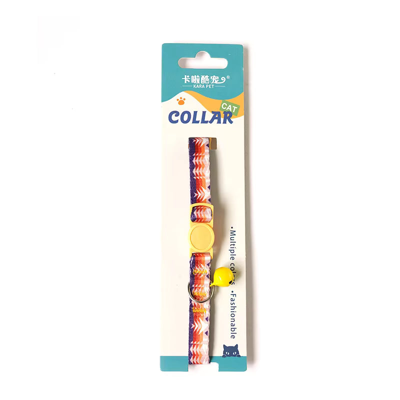 Pattern Nylon Cat Collar with Colorful Kitten Safety Pet Necklace