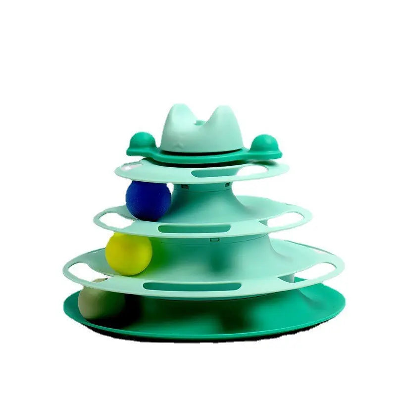 4 Levels Cats Toy Tower Tracks Toys Interactive Cat Intelligence Training Amusement Plate Tower Pet Products Cat Tunnel 4