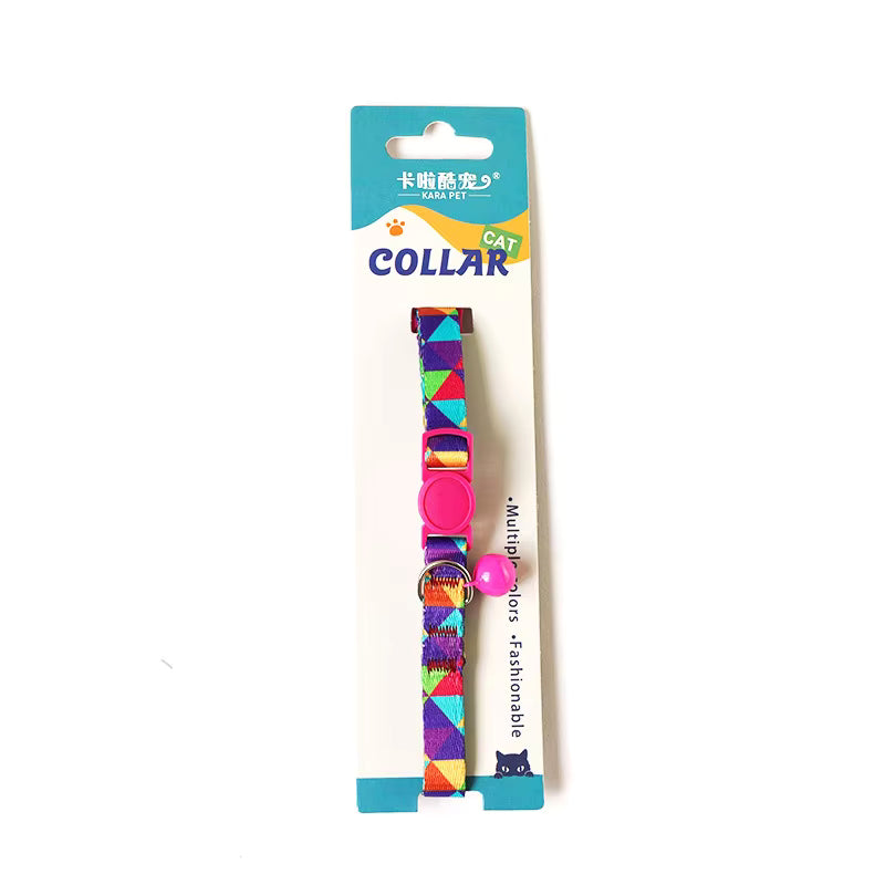 Pattern Nylon Cat Collar with Colorful Kitten Safety Pet Necklace