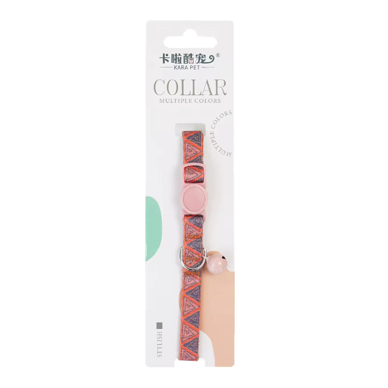 Pattern Nylon Cat Collar with Colorful Kitten Safety Pet Necklace