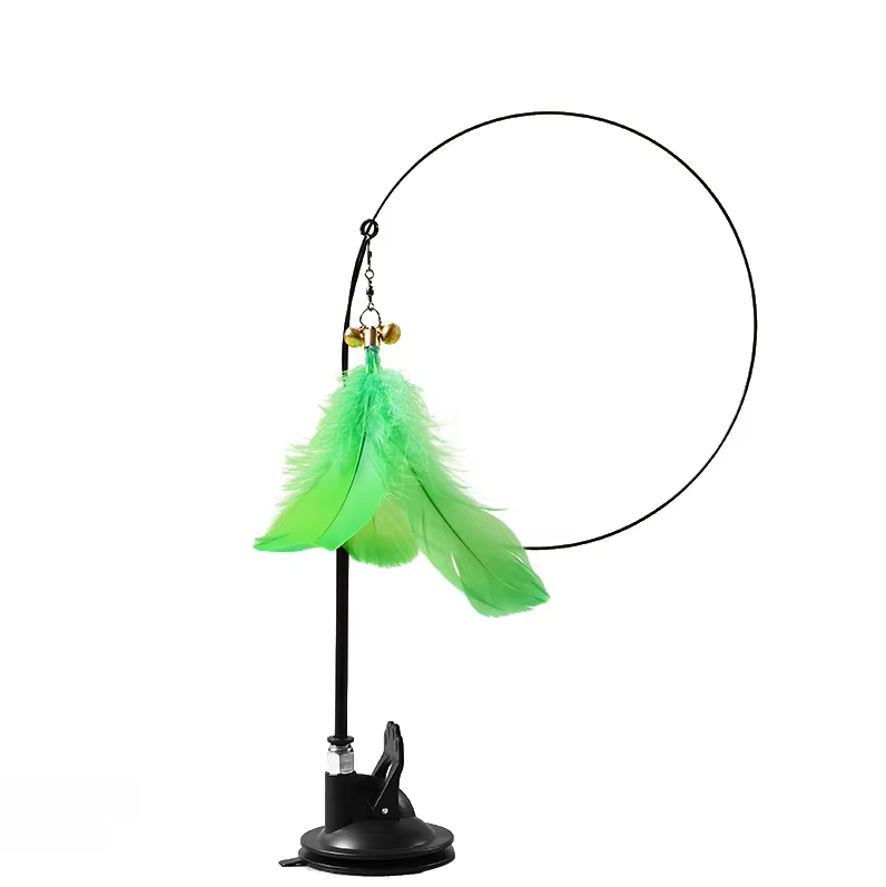 Cat Teaser Stick Interactive Funny Feather with Bell Sucker